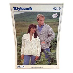 Stylecraft Cardigan Knitting Pattern #4219 Aran With V & Shawl Neck UK